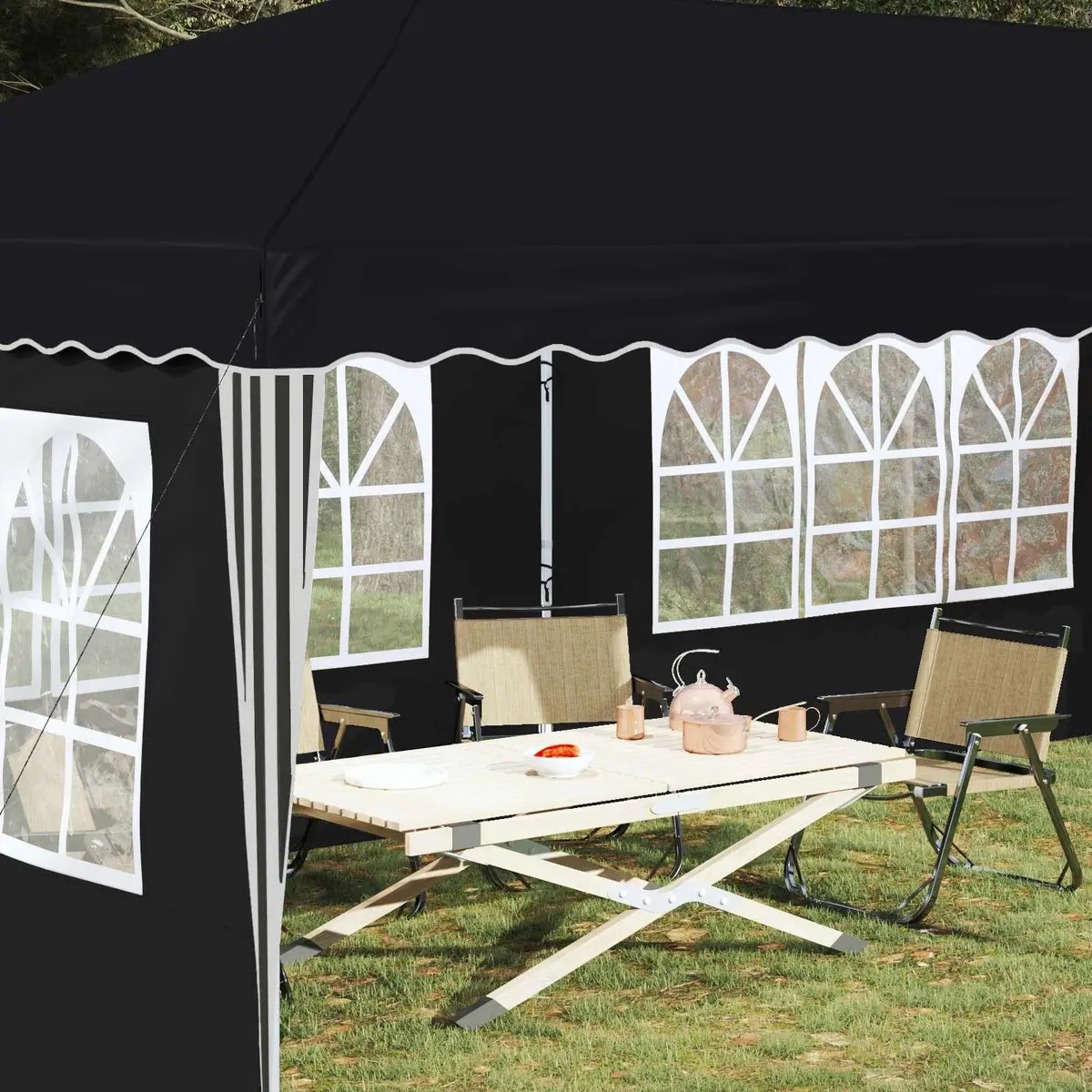 Pop-up Party Tent Anthracite 575x289x245cm Quick Setup Weather Resistant Steel Frame