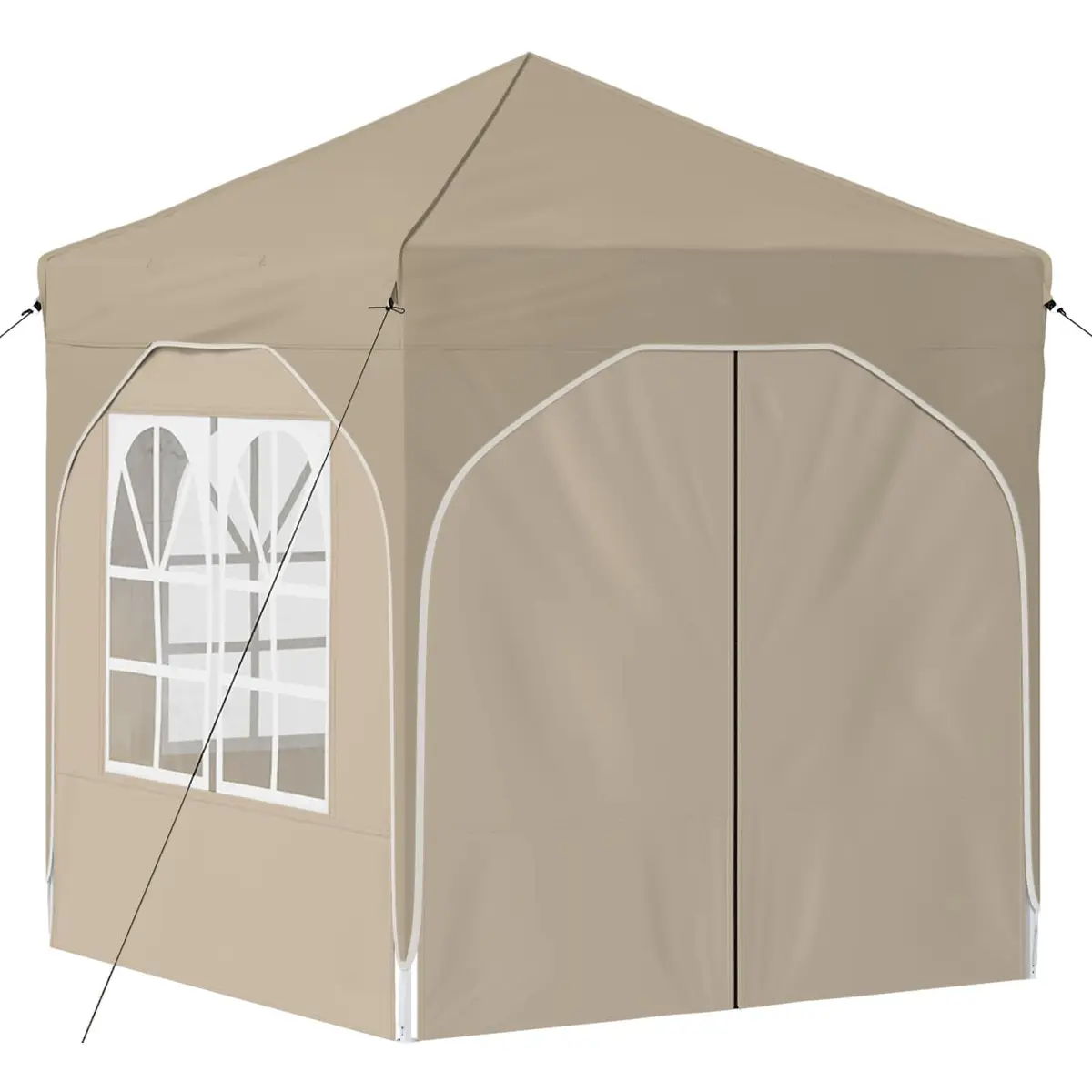 Pop-up Party Tent Cream 192x192cm Waterproof UV Resistant Adjustable Height