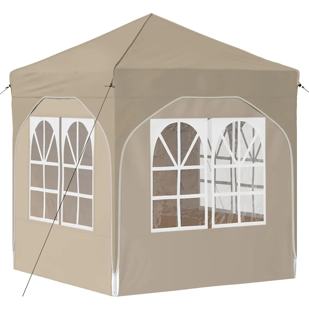 Pop-up Party Tent Cream 192x192cm Waterproof UV Resistant Adjustable Height