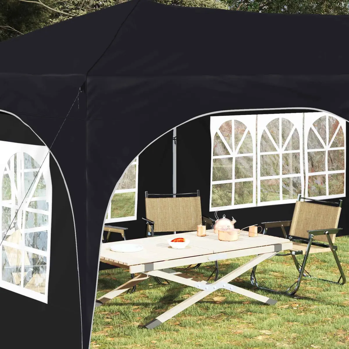 Pop-up Party Tent Anthracite 575 x 288 x 245 cm Adjustable Height Waterproof UV Protection