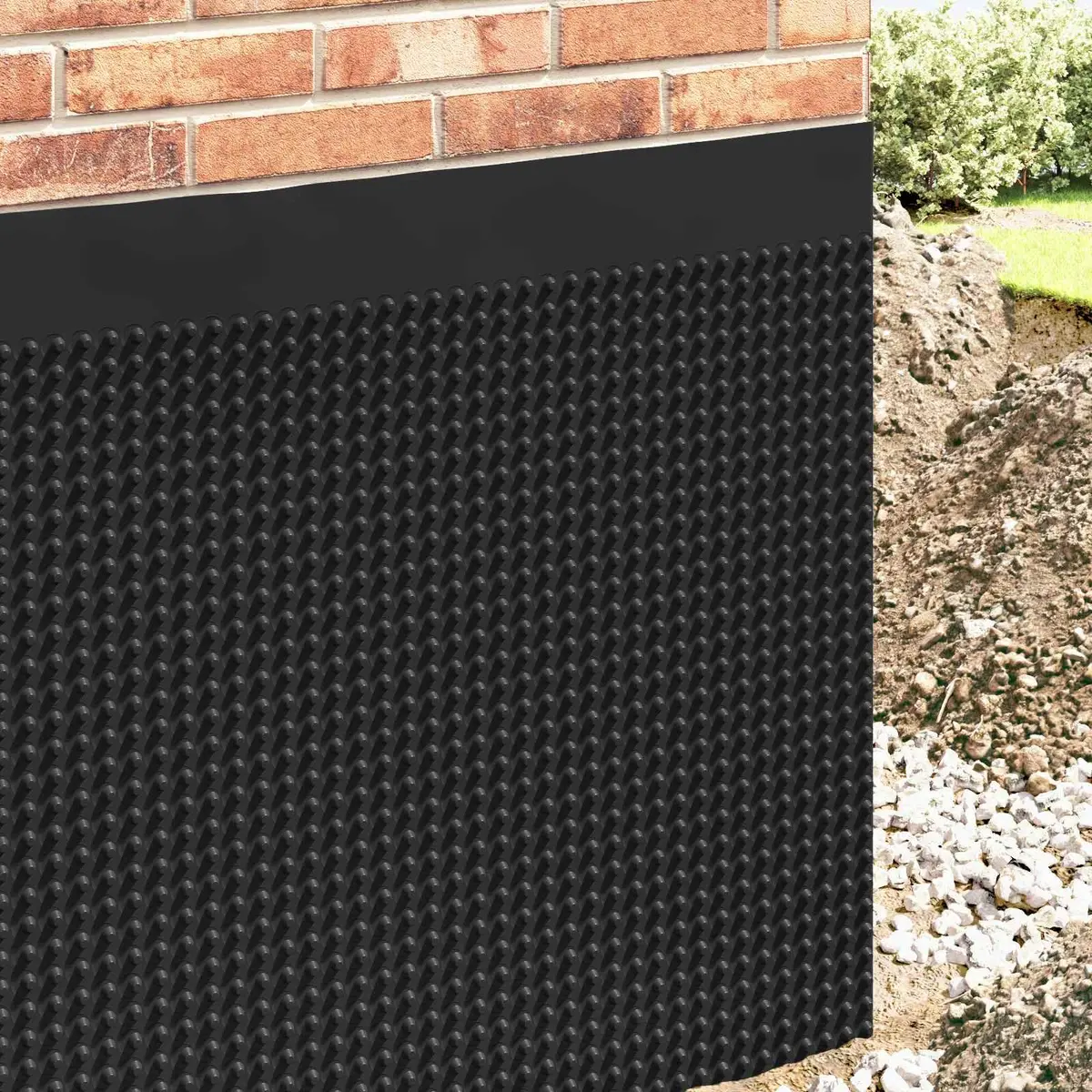 Dimpled Drainage Sheet Black 0.5 x 20 m HDPE Effective Water Management for Garden Terrace Landscaping