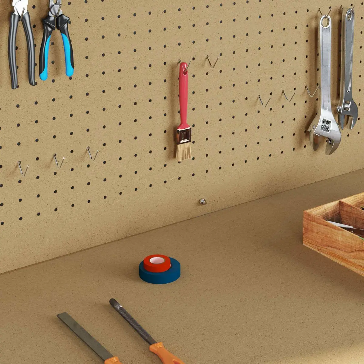 Workbench Black 114 x 54 x 145 cm Engineered Wood Metal Frame Garage Workshop