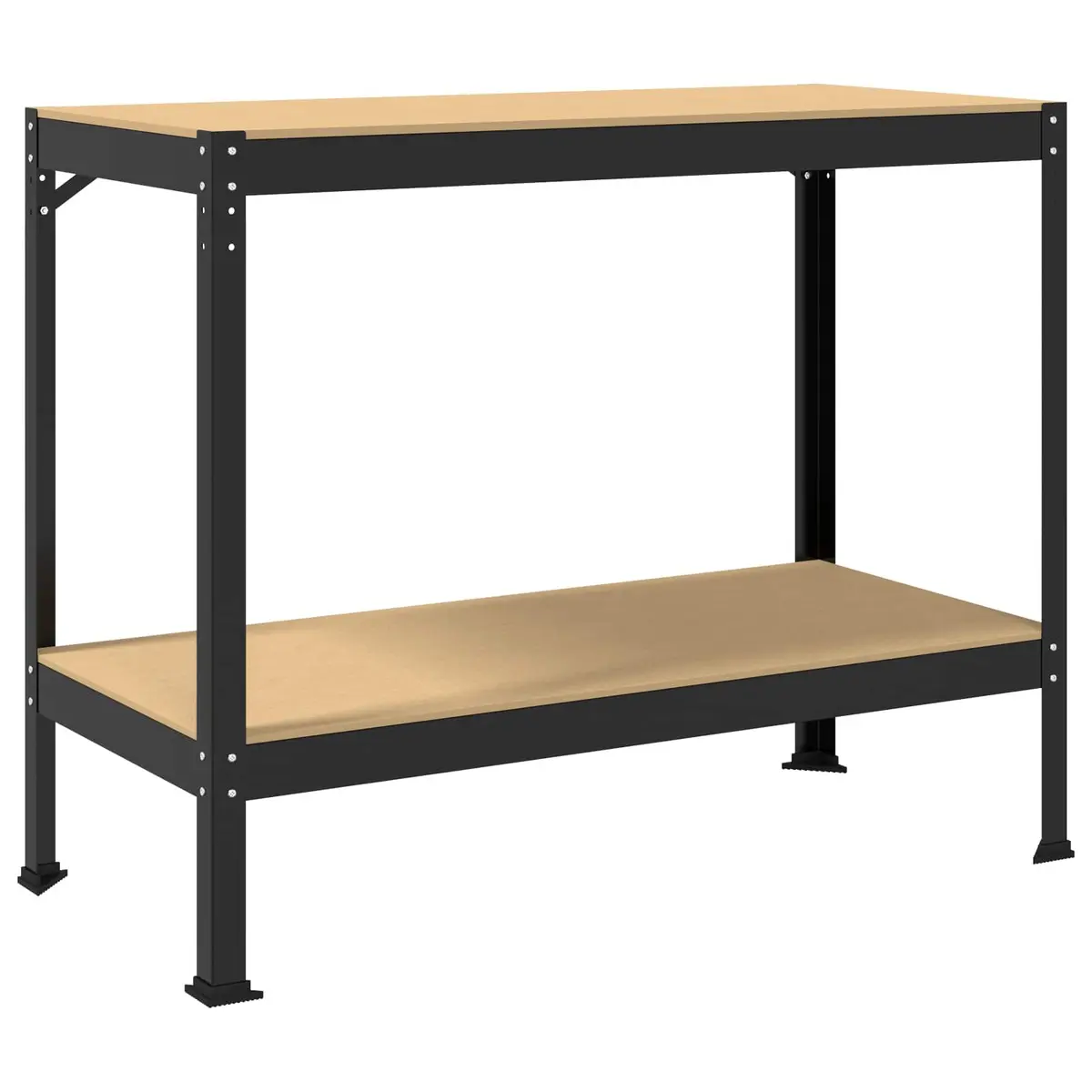 Workbench Black 115cm x 55cm x 91cm Engineered Wood Metal Frame with Pegboard and Drawer