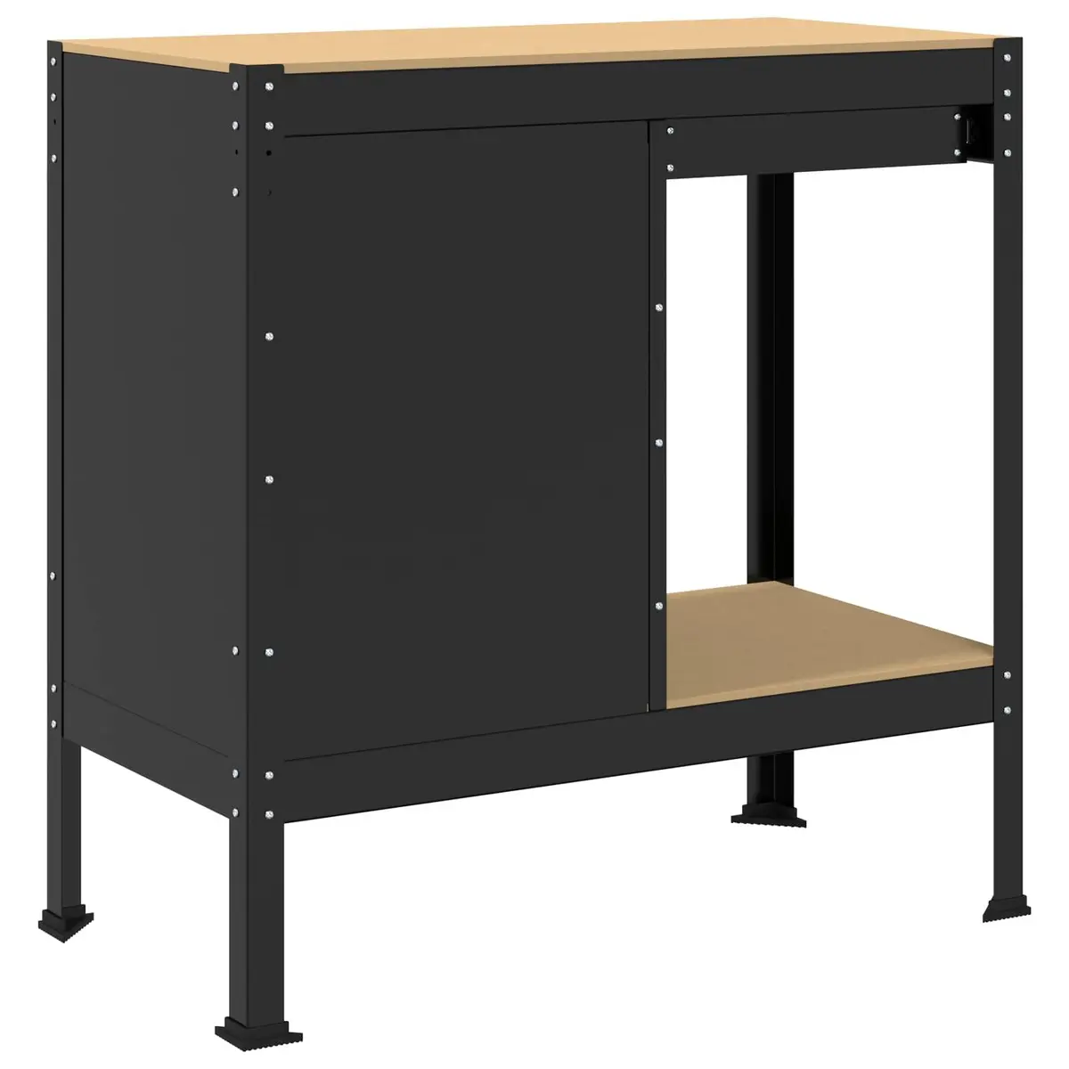 Workbench Black 90 x 49 x 91 cm Engineered Wood Metal Storage with Pegboard Drawer and Shelves