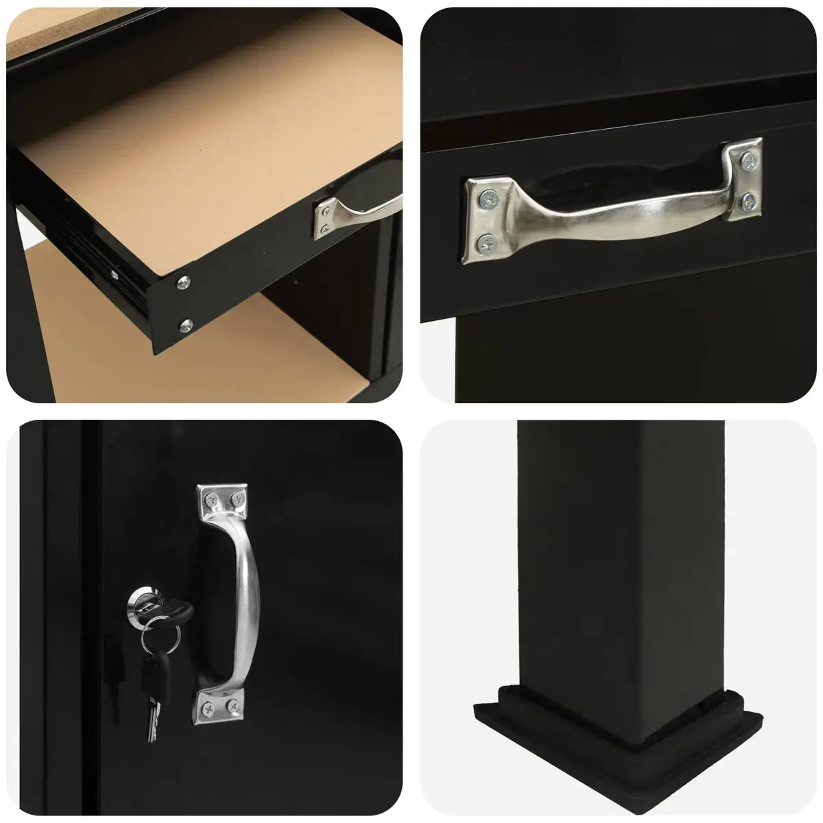 Workbench Black 90 x 49 x 91 cm Engineered Wood Metal Storage with Pegboard Drawer and Shelves