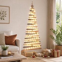 Hanging Christmas Tree 180cm Ash Wood 100 Warm LED Lights USB Powered Indoor