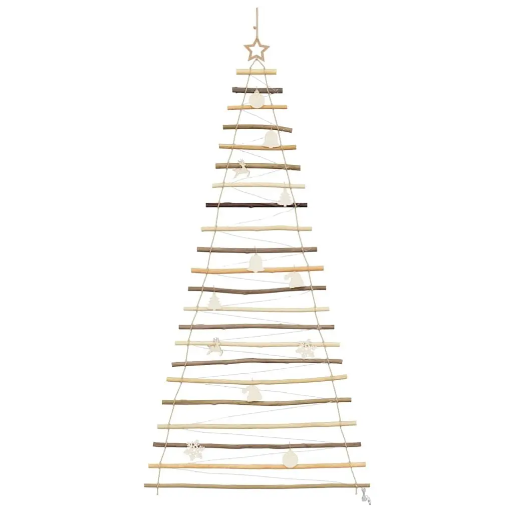 Hanging Christmas Tree Brown 210cm Solid Ash Wood 130 LEDs Indoor Outdoor Decoration