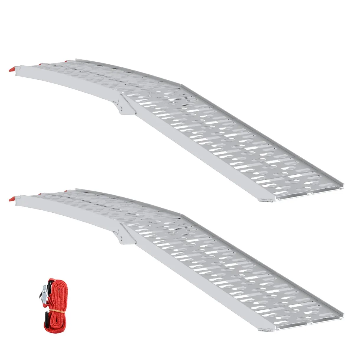 Foldable Motorcycle Ramp Silver 340 kg Capacity Non-slip Surface