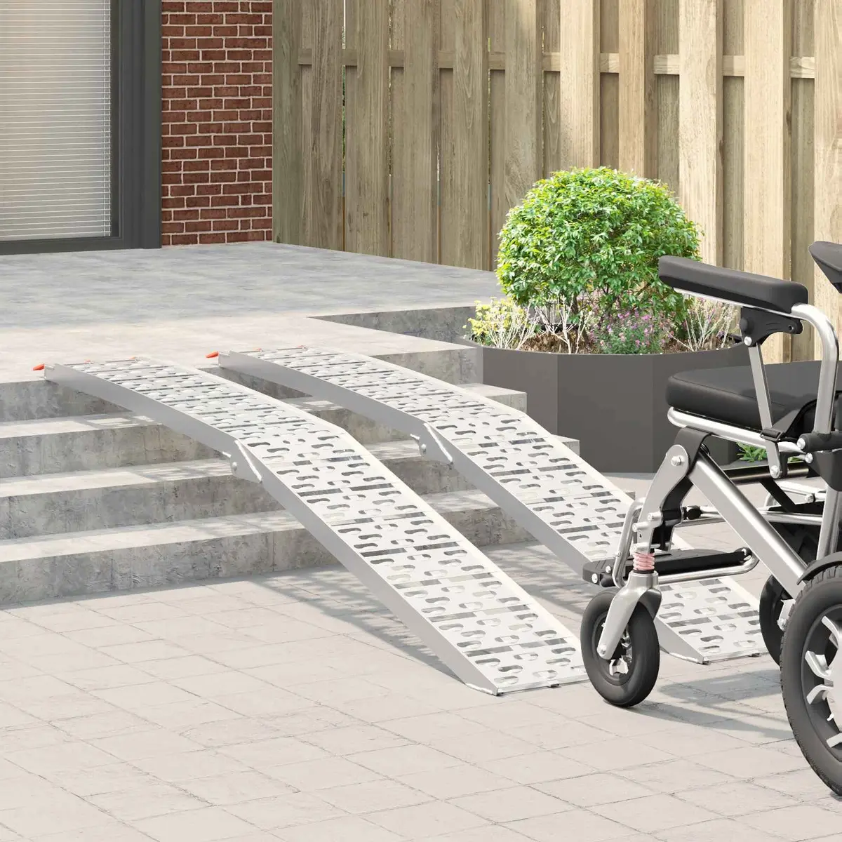 Foldable Motorcycle Ramp Silver 340 kg Capacity Non-slip Surface