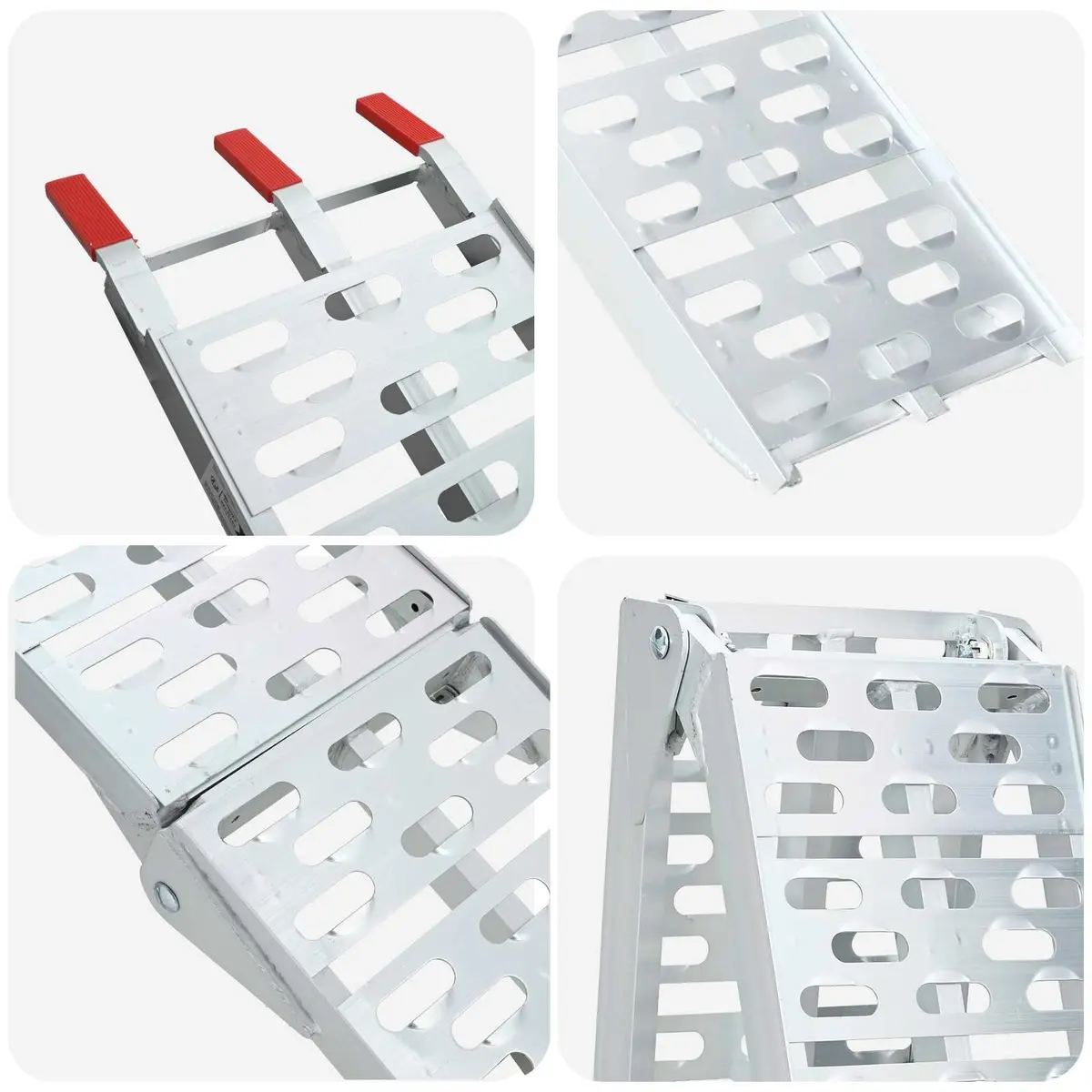 Foldable Motorcycle Ramp Silver 340 kg Capacity Non-slip Surface