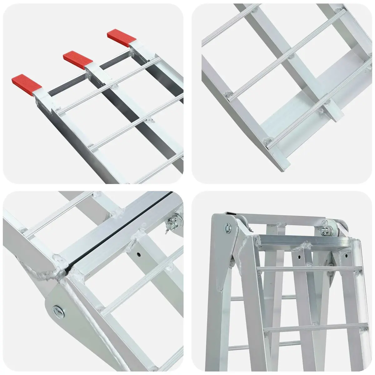 Motorcycle Ramp Silver Aluminium Folding Lightweight Anti-slip Surface
