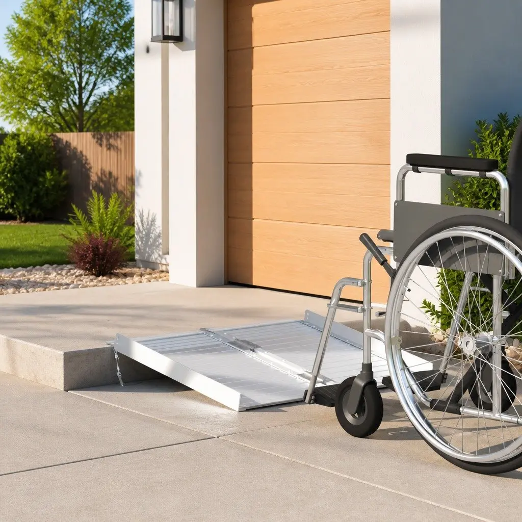 Wheelchair Ramp Silver Aluminium Foldable Portable 270kg Capacity