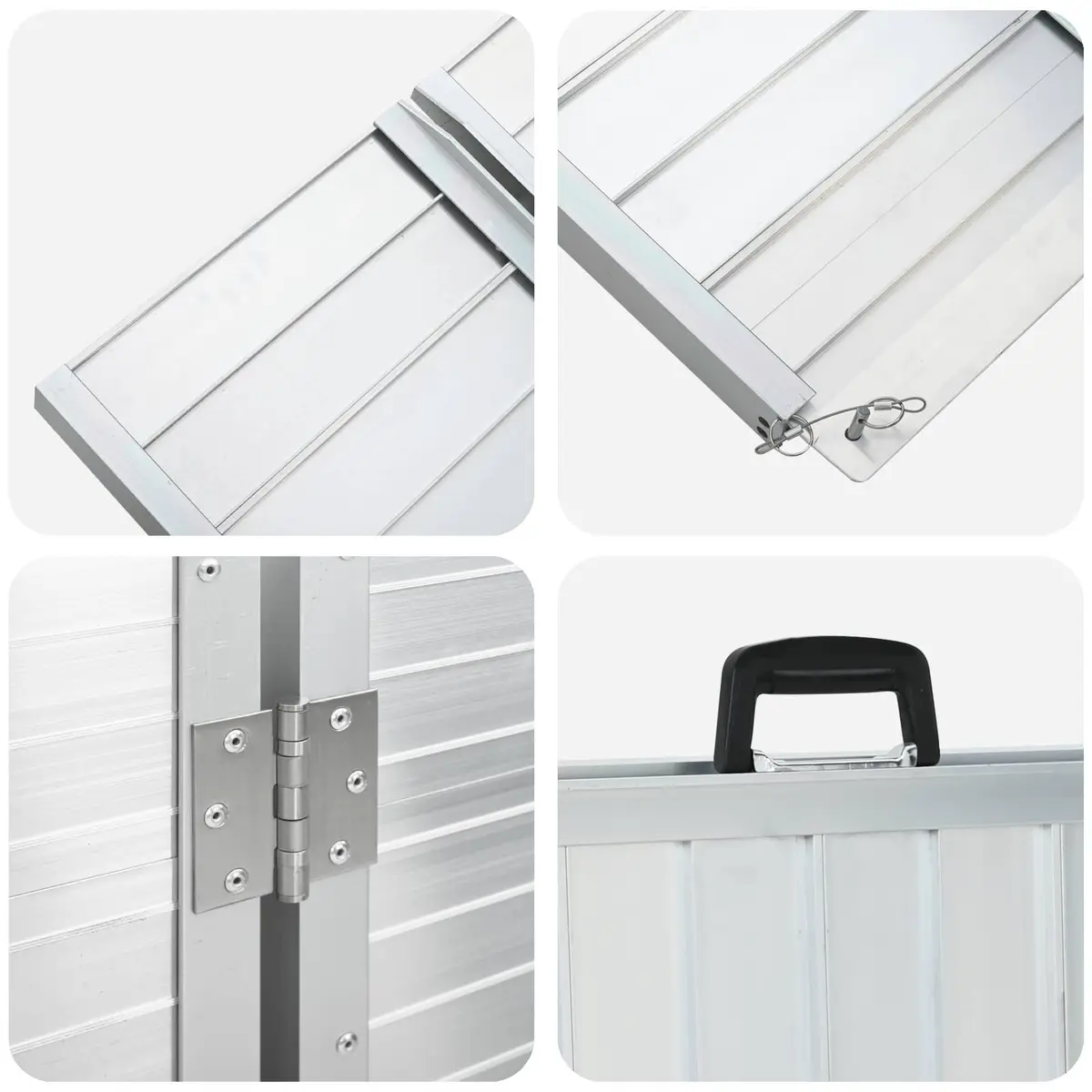 Wheelchair Ramp Silver Aluminium Foldable Portable 270kg Capacity