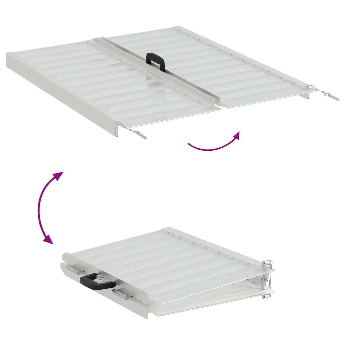 Wheelchair Ramp Silver Aluminium Foldable Portable 270kg Capacity