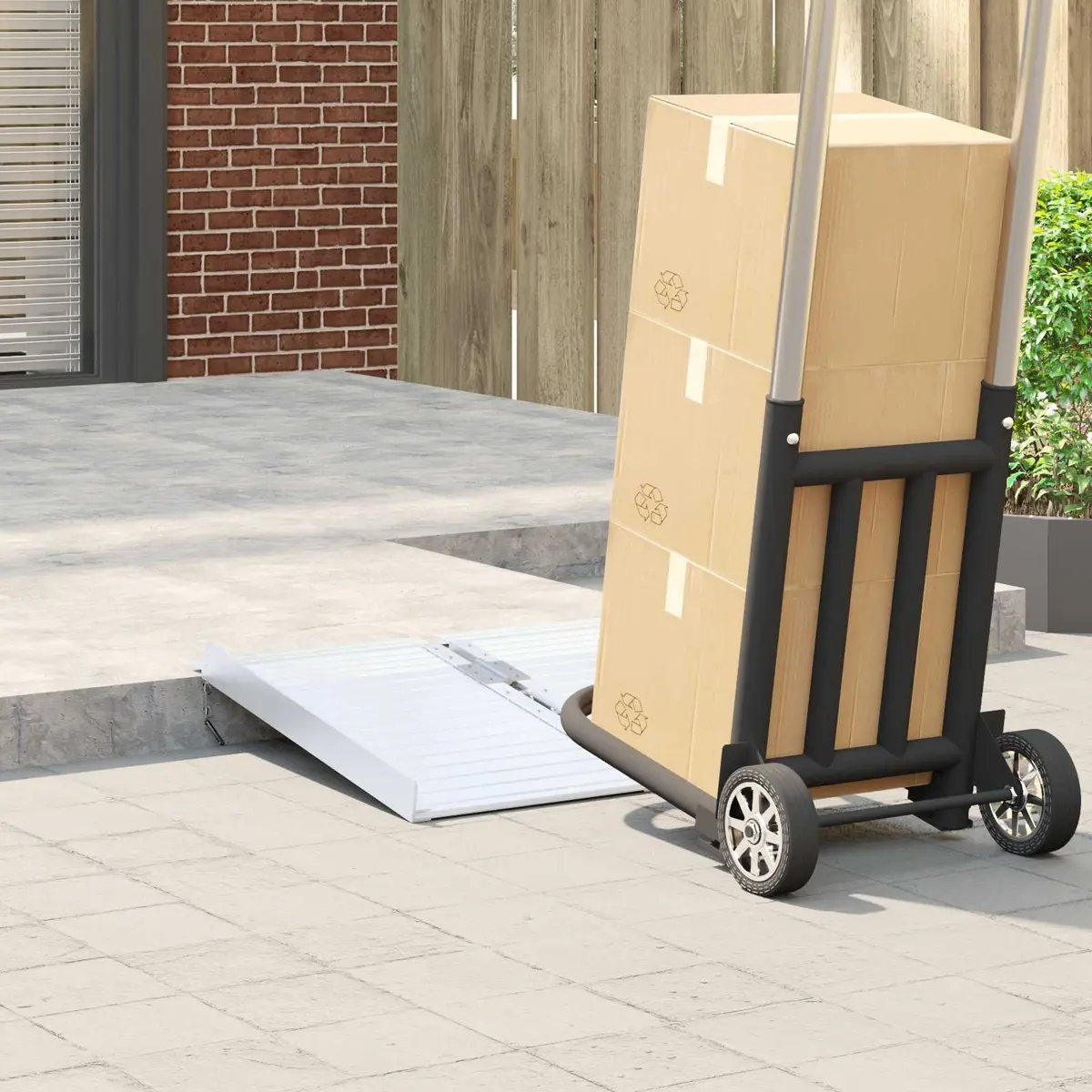 Wheelchair Ramp Silver Aluminium Foldable Portable 270kg Capacity