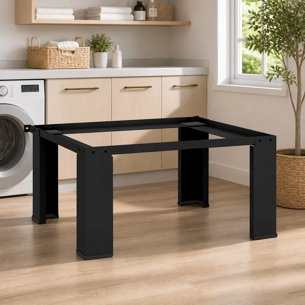 Washing Machine Pedestal Black Steel Height Elevation Adjustable Foot Pads