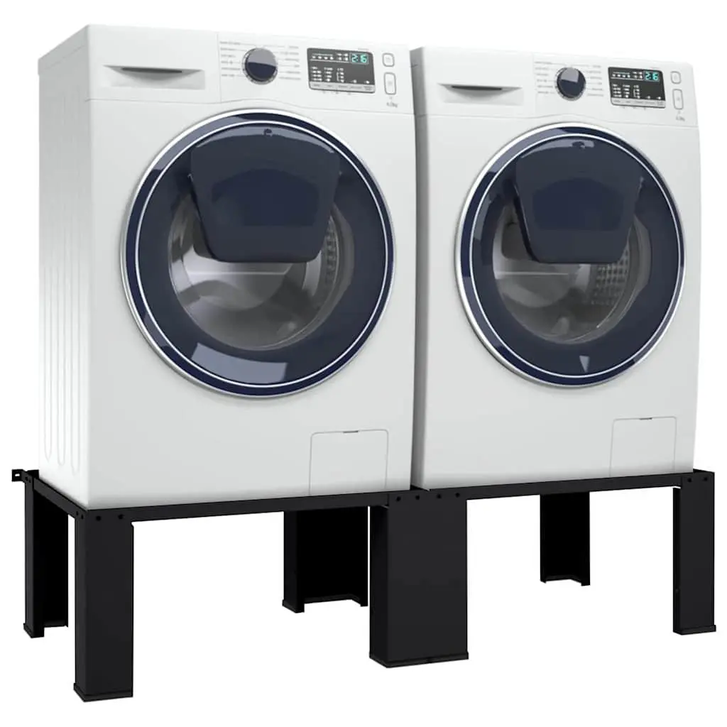 Washing Machine Pedestal Riser Black Steel Frame Elevated Laundry Stand 2 Pack