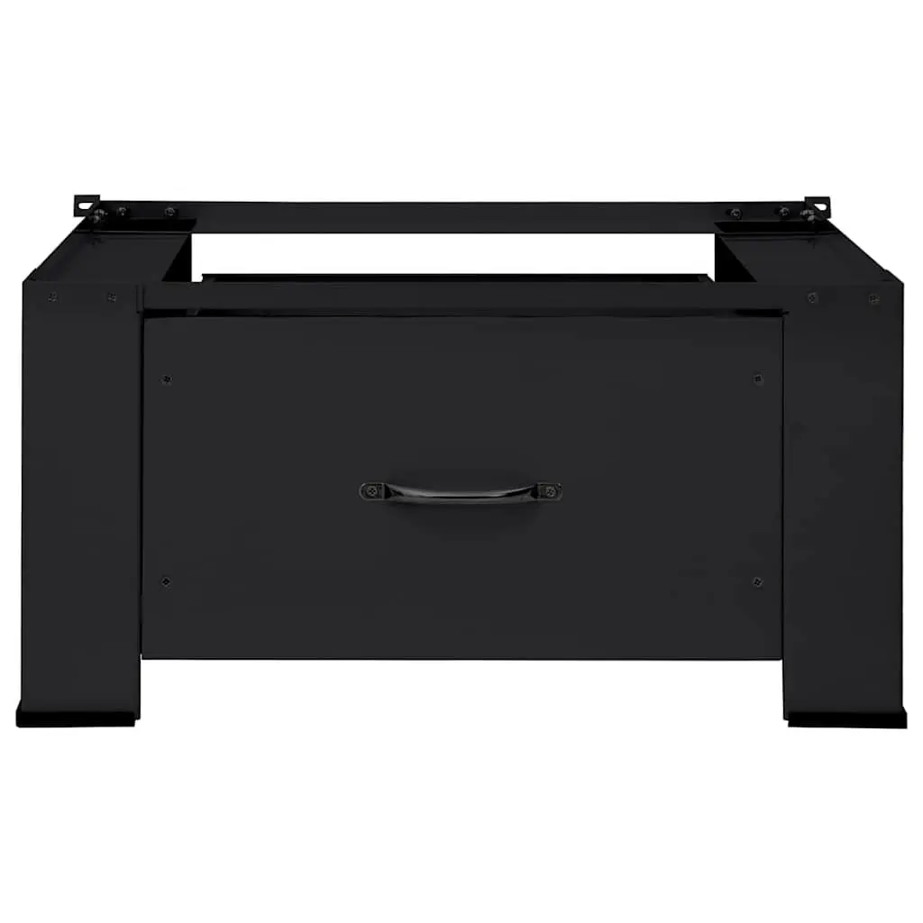 Washing Machine Pedestal Black Steel 64x55x32.5cm Adjustable Foot Pads