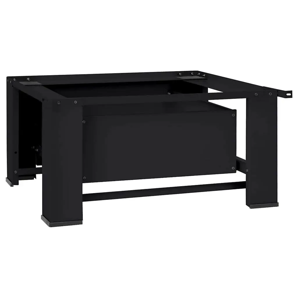 Washing Machine Pedestal Black Steel 64x55x32.5cm Adjustable Foot Pads
