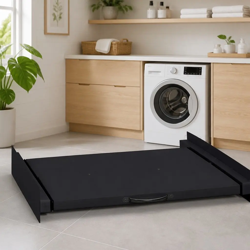 Washing Machine Shelf Black 60x60x8 cm Steel Storage Organizer