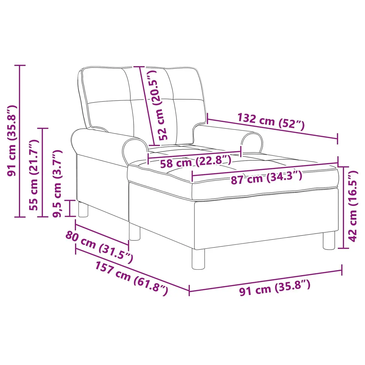 Chaise Lounge Chair Black Velvet Modern Lounge Seat Cushion Living Room Bedroom