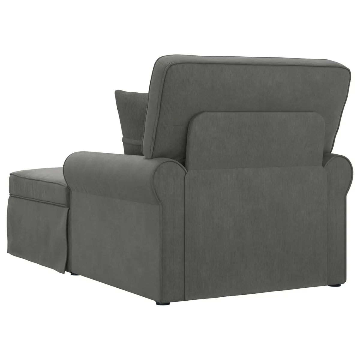 Chaise Lounge with Skirt Grey Corduroy Fabric Modern Living Room Bedroom