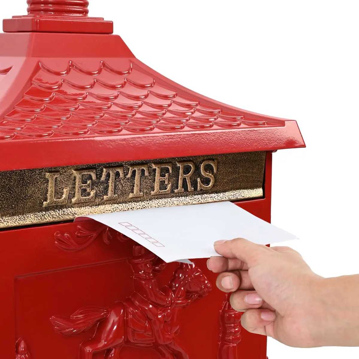 Vintage Red Standing Mailbox Waterproof Outdoor Decor Garden Post Box 425x295x117cm