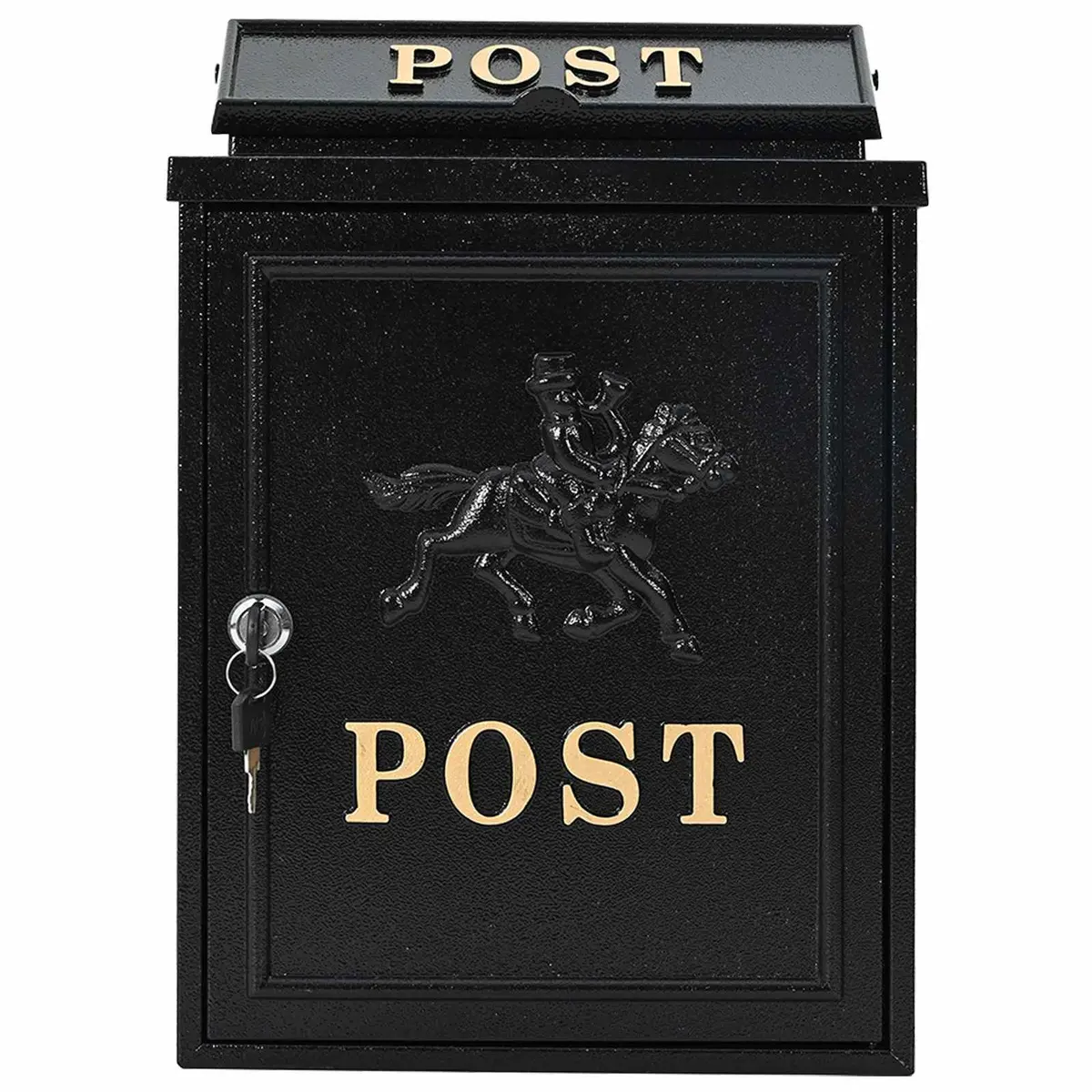 Wall Mounted Mailbox Black Cast Aluminium Vintage Outdoor Letter Post Box