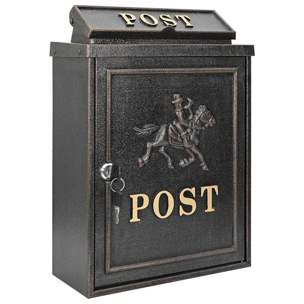 Wall Mounted Mailbox Bronze Cast Metal Vintage Outdoor Post Letter Security Box