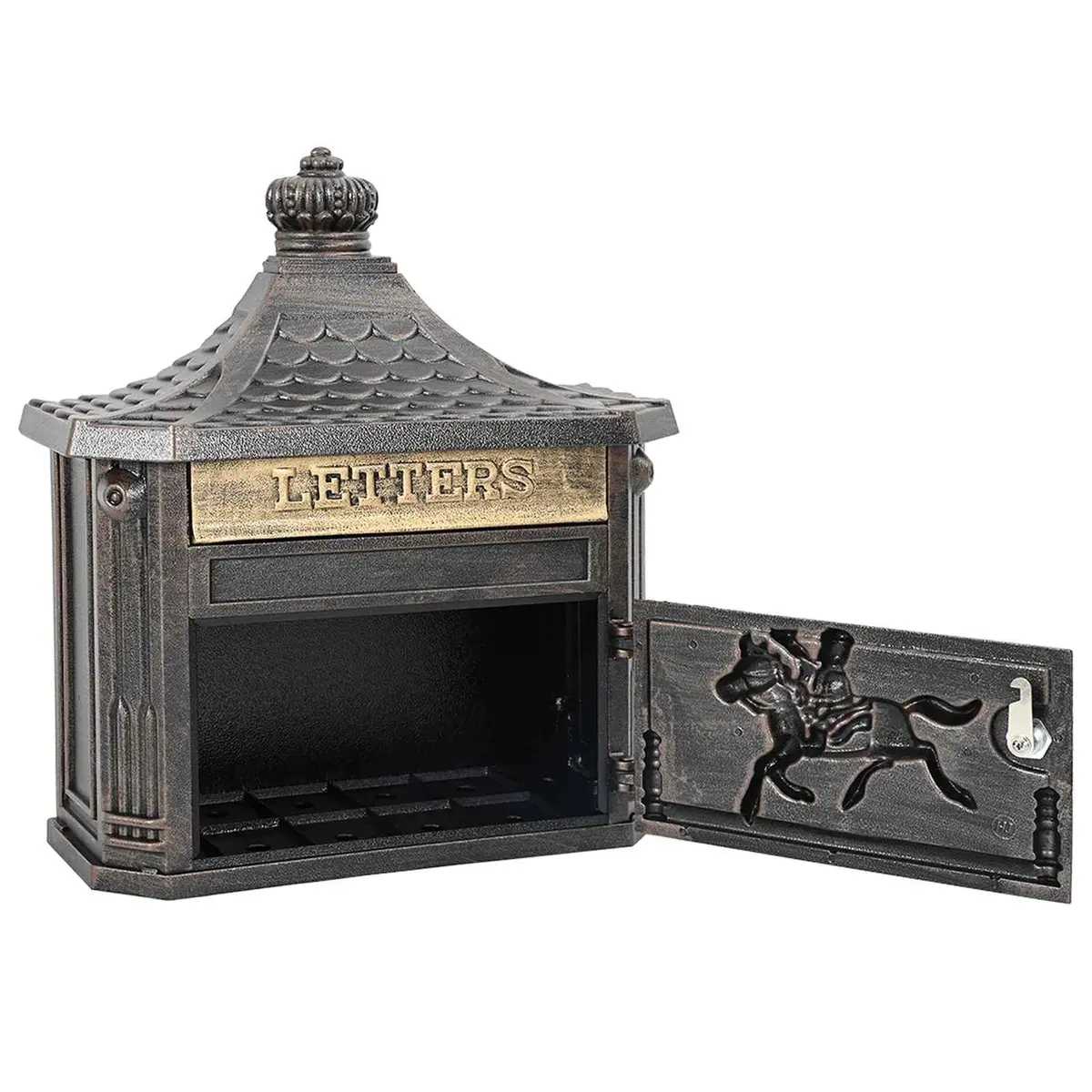 Wall Mounted Mailbox Bronze Vintage Retro Lockable Doors