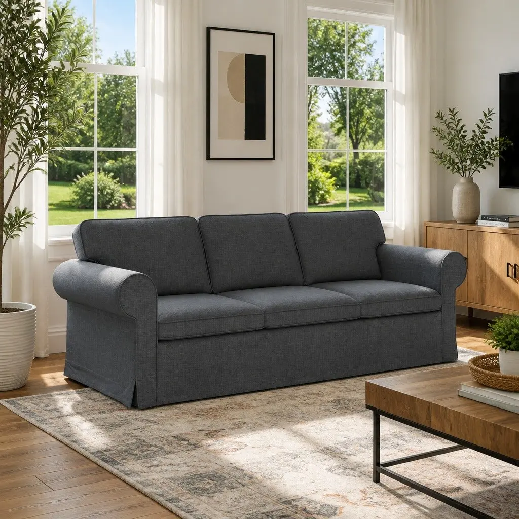 Modern Sofa Dark Grey Modular Sectional Living Room Furniture 215x82x80cm