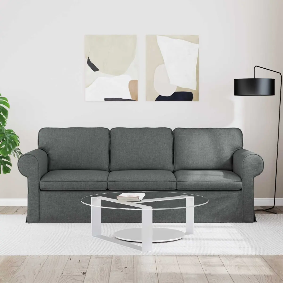 Modern Sofa Dark Grey Modular Sectional Living Room Furniture 215x82x80cm