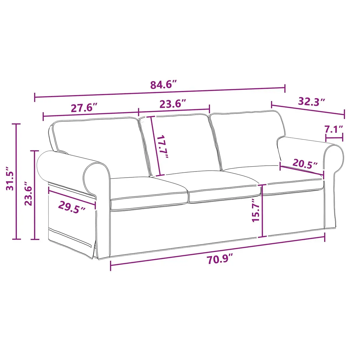 Modern Sofa Dark Grey Modular Sectional Living Room Furniture 215x82x80cm