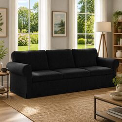 Modern Modular Sofa Black Living Room Furniture Sleek Design Comfortable Seating