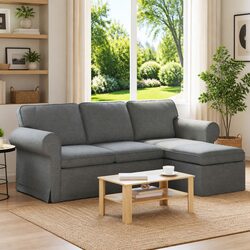 Your Cozy Dark Grey Fabric Sofa for Any Room 215cm x 138cm x 80cm