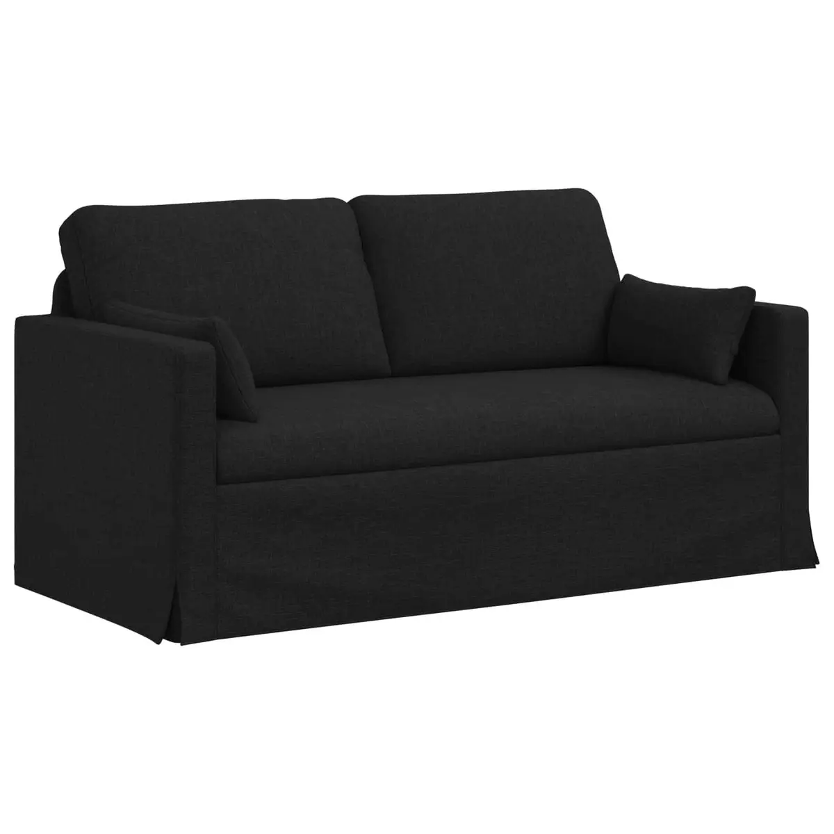 Black Fabric Sofa 158cm Modern Living Room Couch Modular Seating Metal Frame