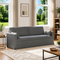 Grey Fabric Sofa with Metal Frame, 198 x 78 x 80 cm Size