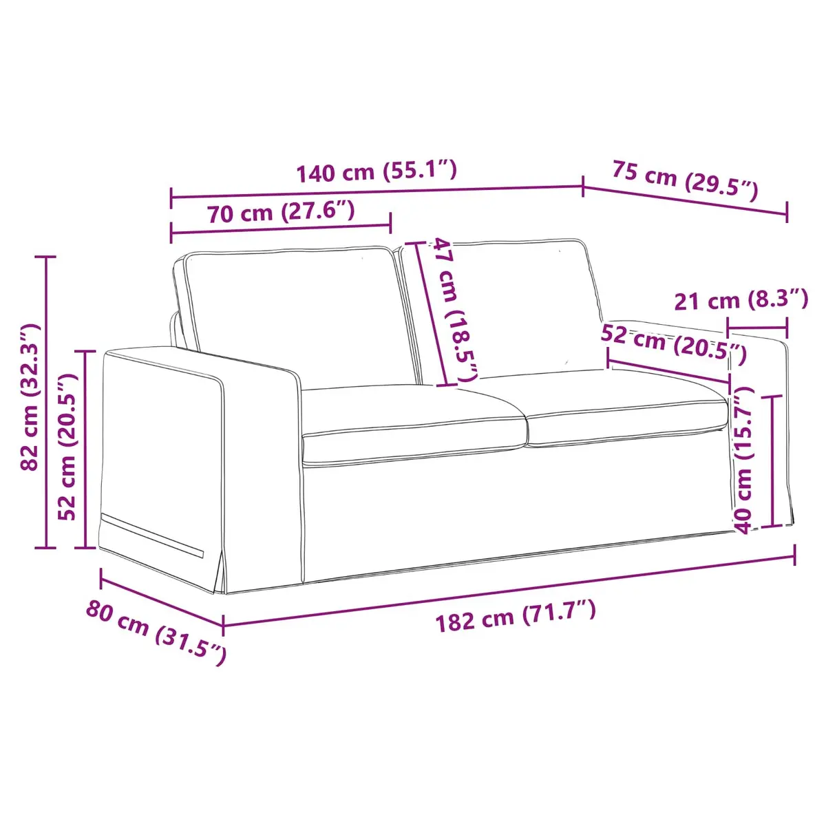 Modular Sofa Black 182cm Wide Lounge Sectional Fabric Couch Living Room