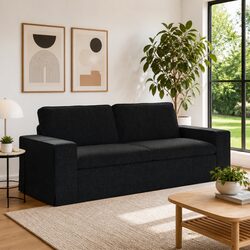 Compact Black Modular Sofa 222x80x82cm for Modern Spaces