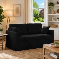 Compact and Comfortable Black Velvet Sofa