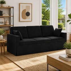 Sleek Black Velvet Sofa for Your Living Area