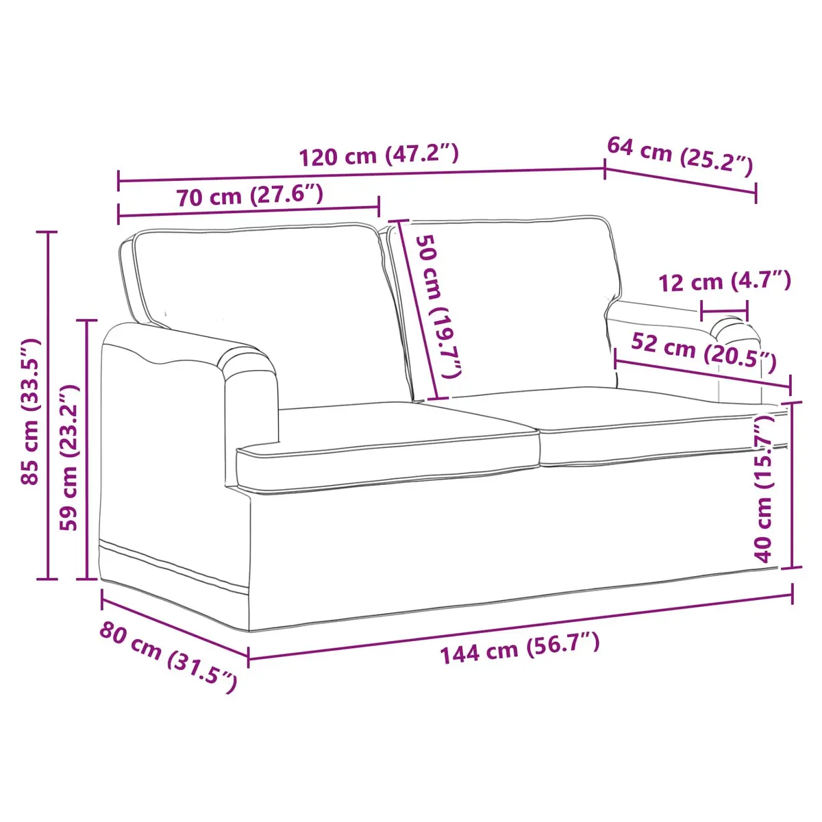 Sofa Black 144 x 80 x 85 cm Fabric Modern Lounge Seating Modular Furniture