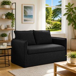 Compact and Durable Black Fabric Modular Sofa