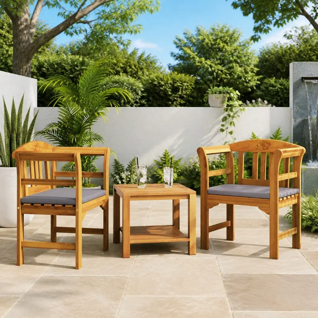 Outdoor Rose Bench Garden Seating Solid Wood Curved Armrests Balcony Patio