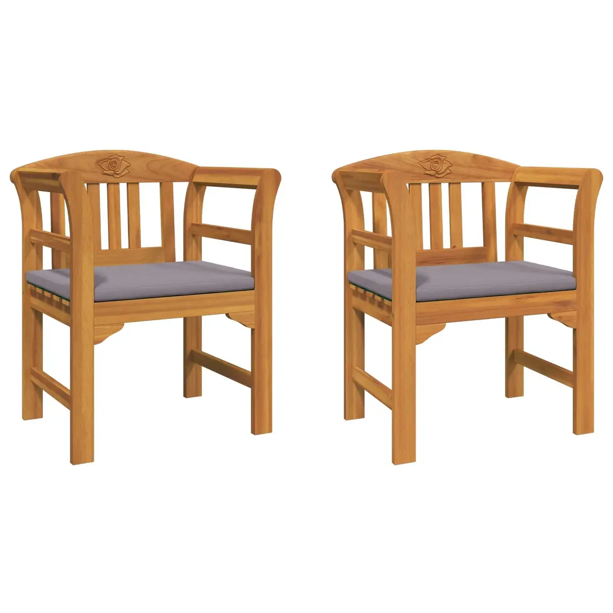 Outdoor Bench Brown Solid Acacia Wood Hand-Carved Rose Embellishments Curved Armrests