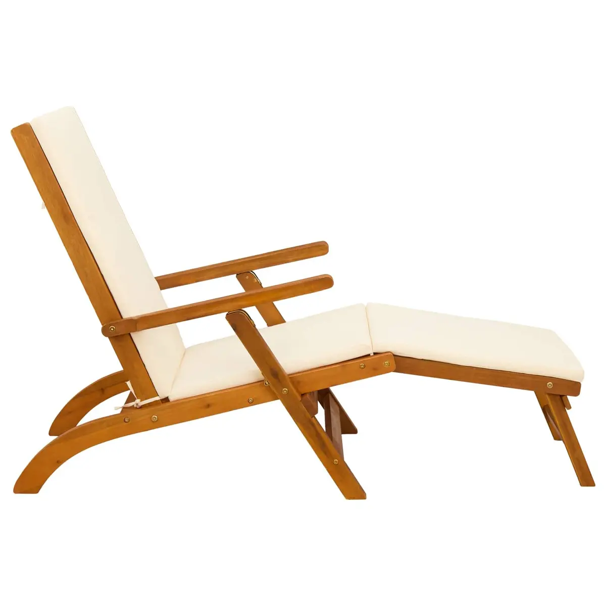 Sun Lounger Brown Adjustable Reclining Folding Outdoor Garden Patio Poolside Chair