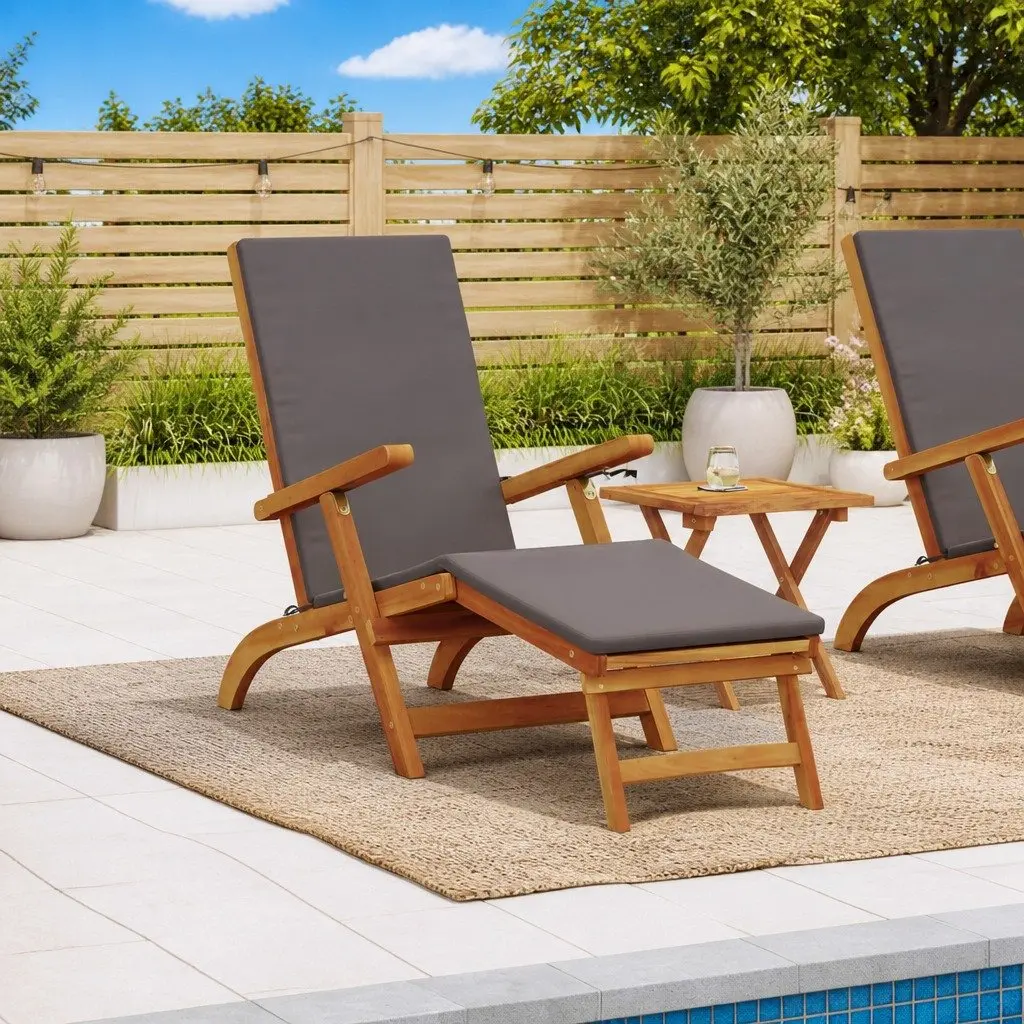 Sun Lounger with Adjustable Angles and Footrest