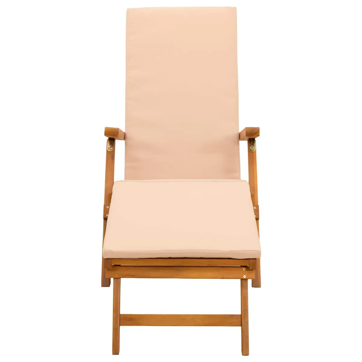 Reclining Sun Lounger Brown Adjustable Backrest Foldable Garden Outdoor Chair