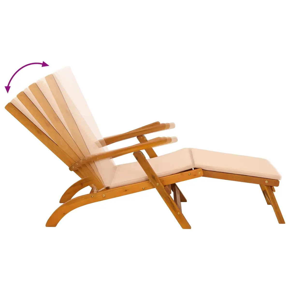 Reclining Sun Lounger Brown Adjustable Backrest Foldable Garden Outdoor Chair