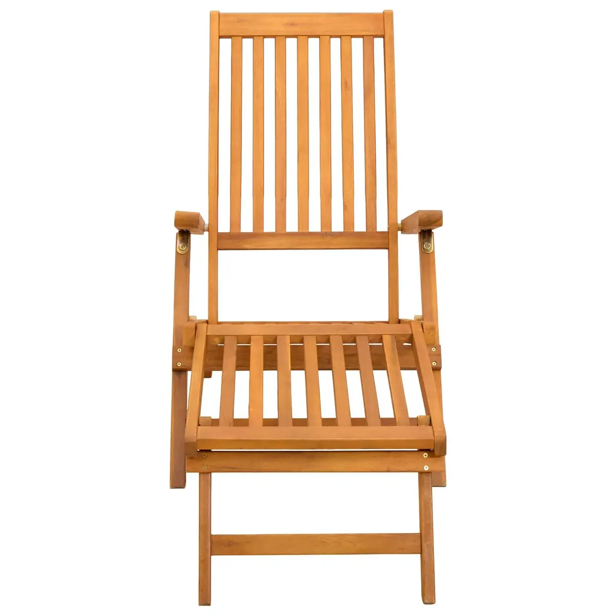 Reclining Sun Lounger Brown Acacia Wood Adjustable Backrest Foldable 2 Piece